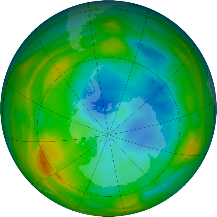 Antarctic ozone map for 18 July 1998